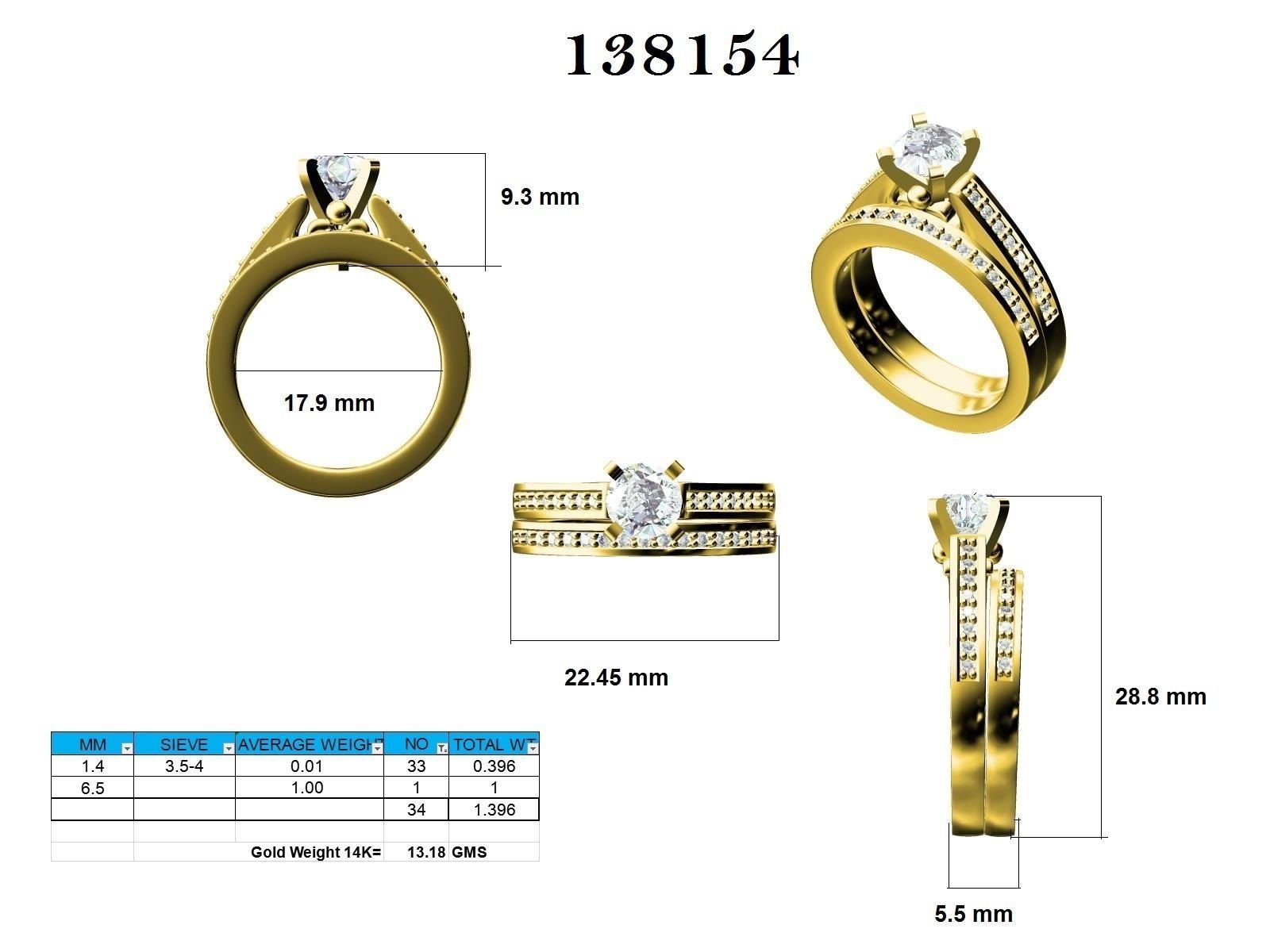Solitaire Ring with Band - 138154 3D print model_12