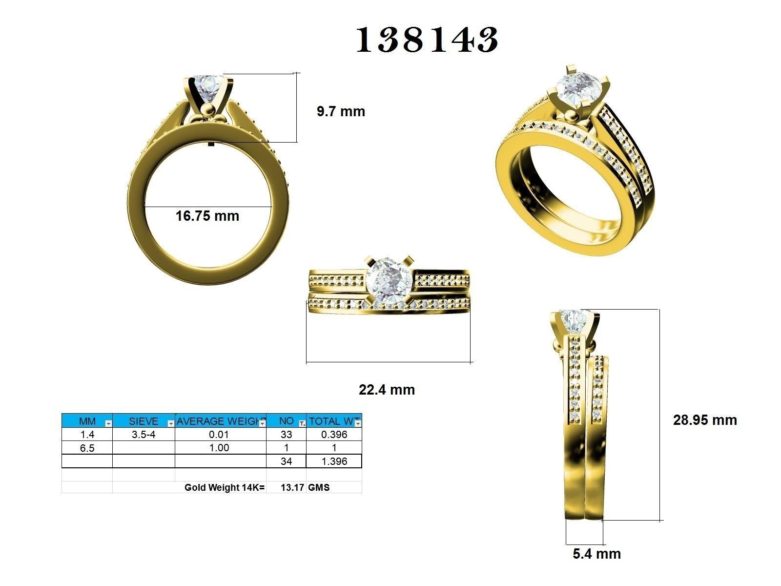 Solitaire Ring with Band - 138143 3D print model_12