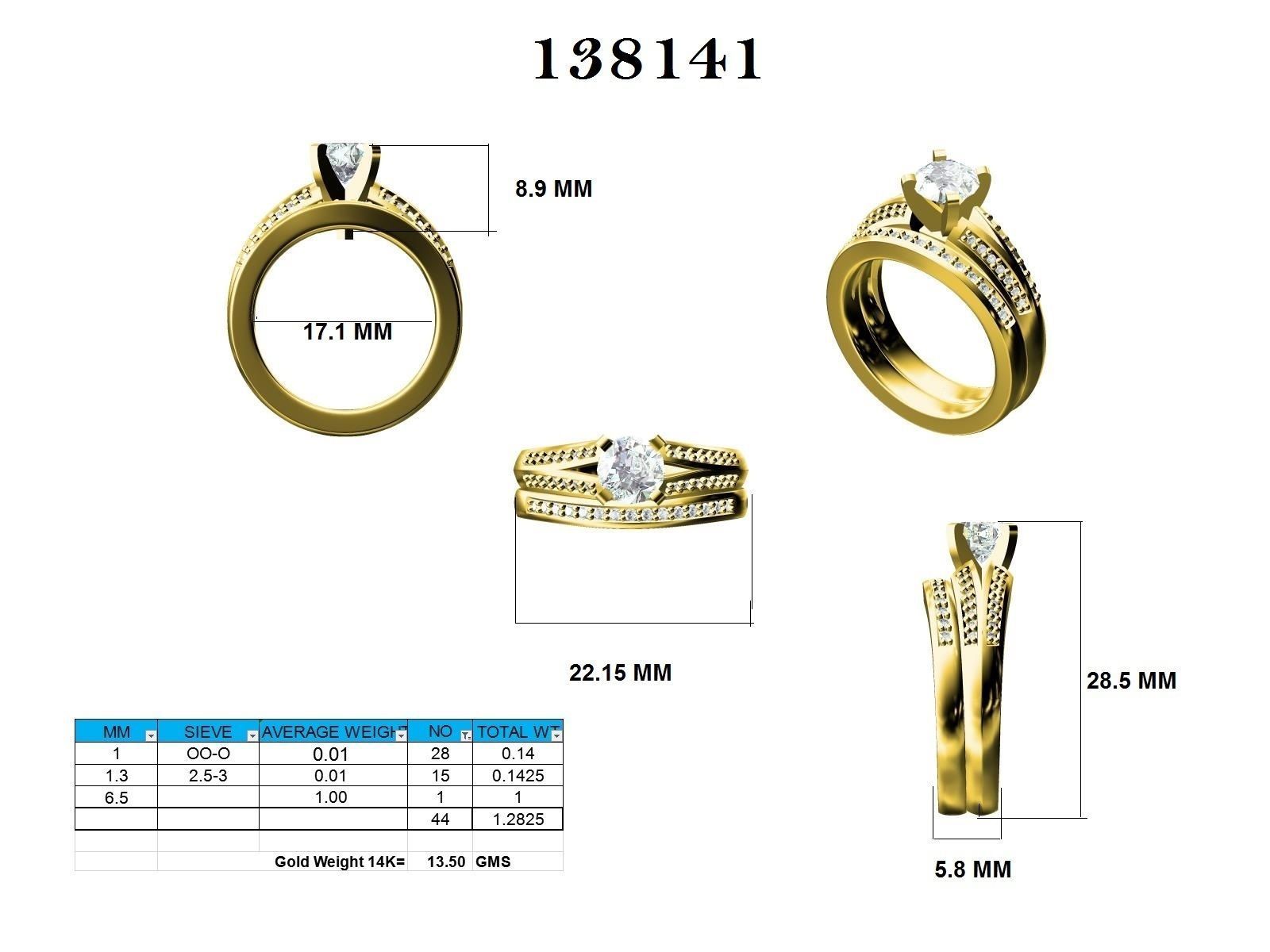 Solitaire Ring with Band - 138141 3D print model_12