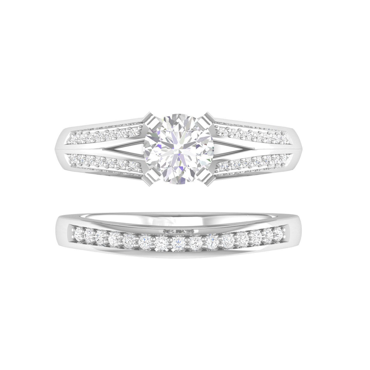 Solitaire Ring with Band - 138141 3D print model_4