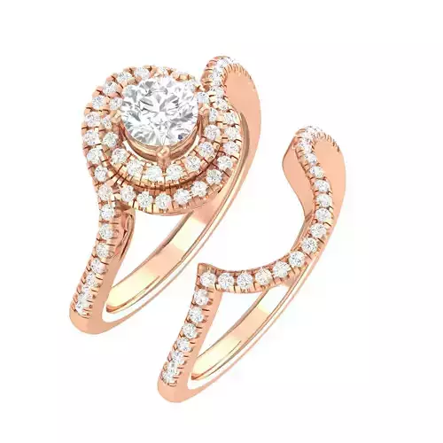 Halo Solitaire Ring with Band - 137995