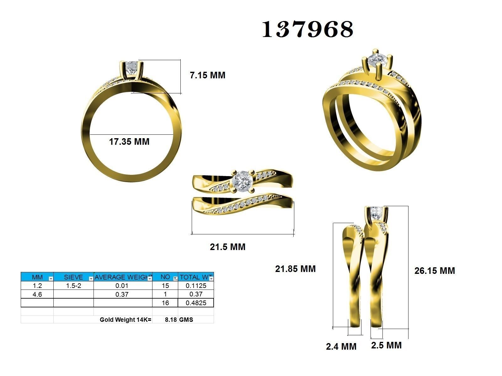 Solitaire Ring with Band - 137968 3D print model_12