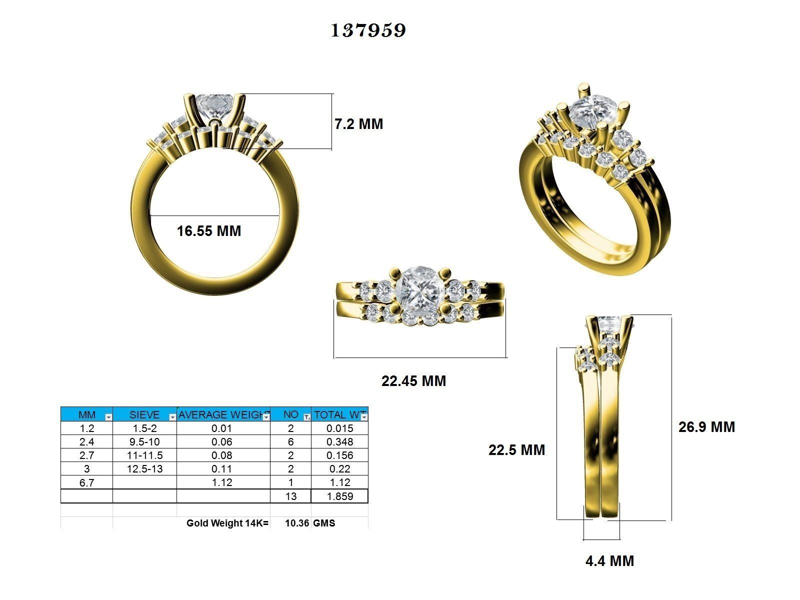 Solitaire Ring with Band - 137959 3D print model_12