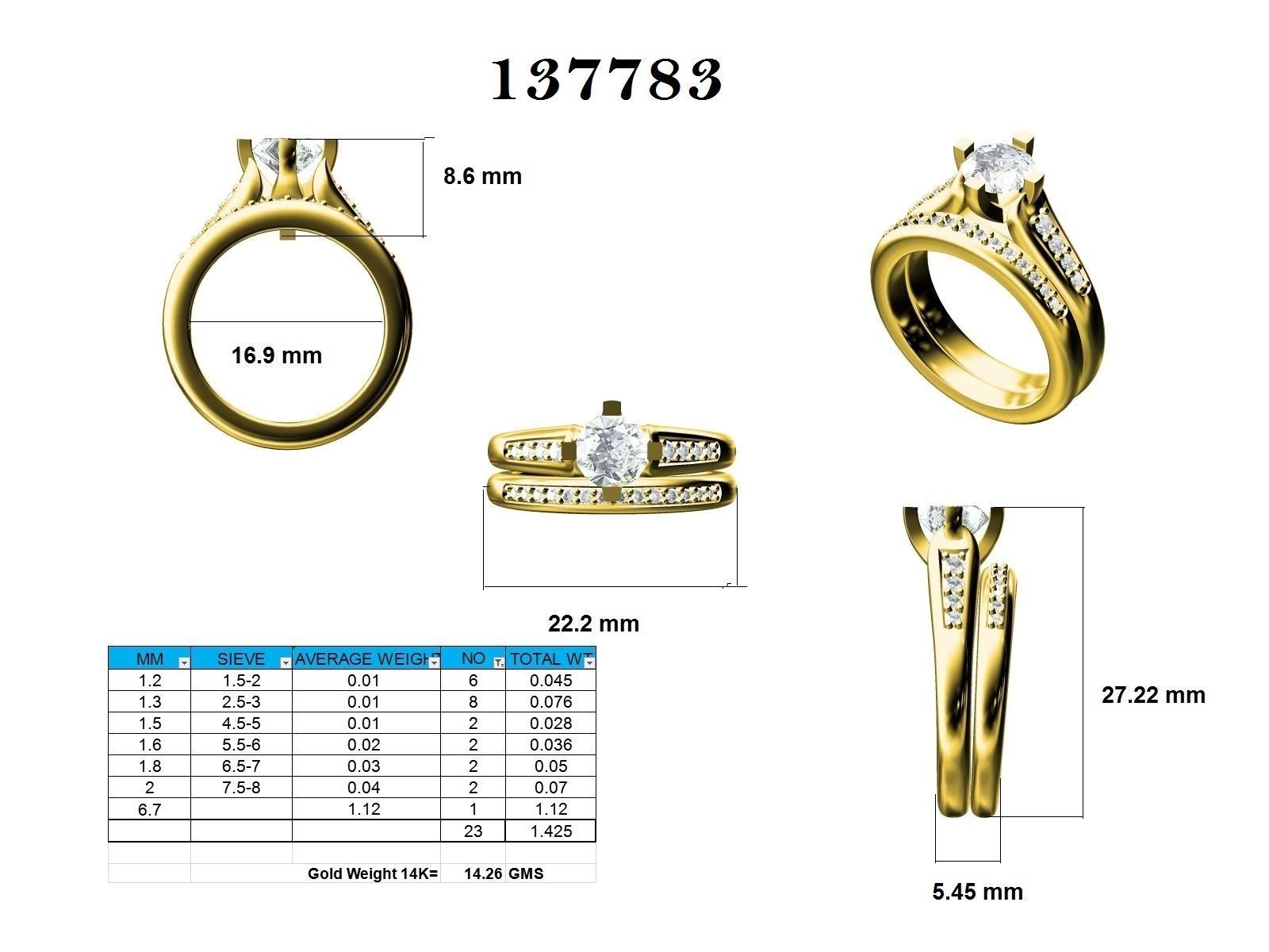 Solitaire Ring with Band - 137783 3D print model_12