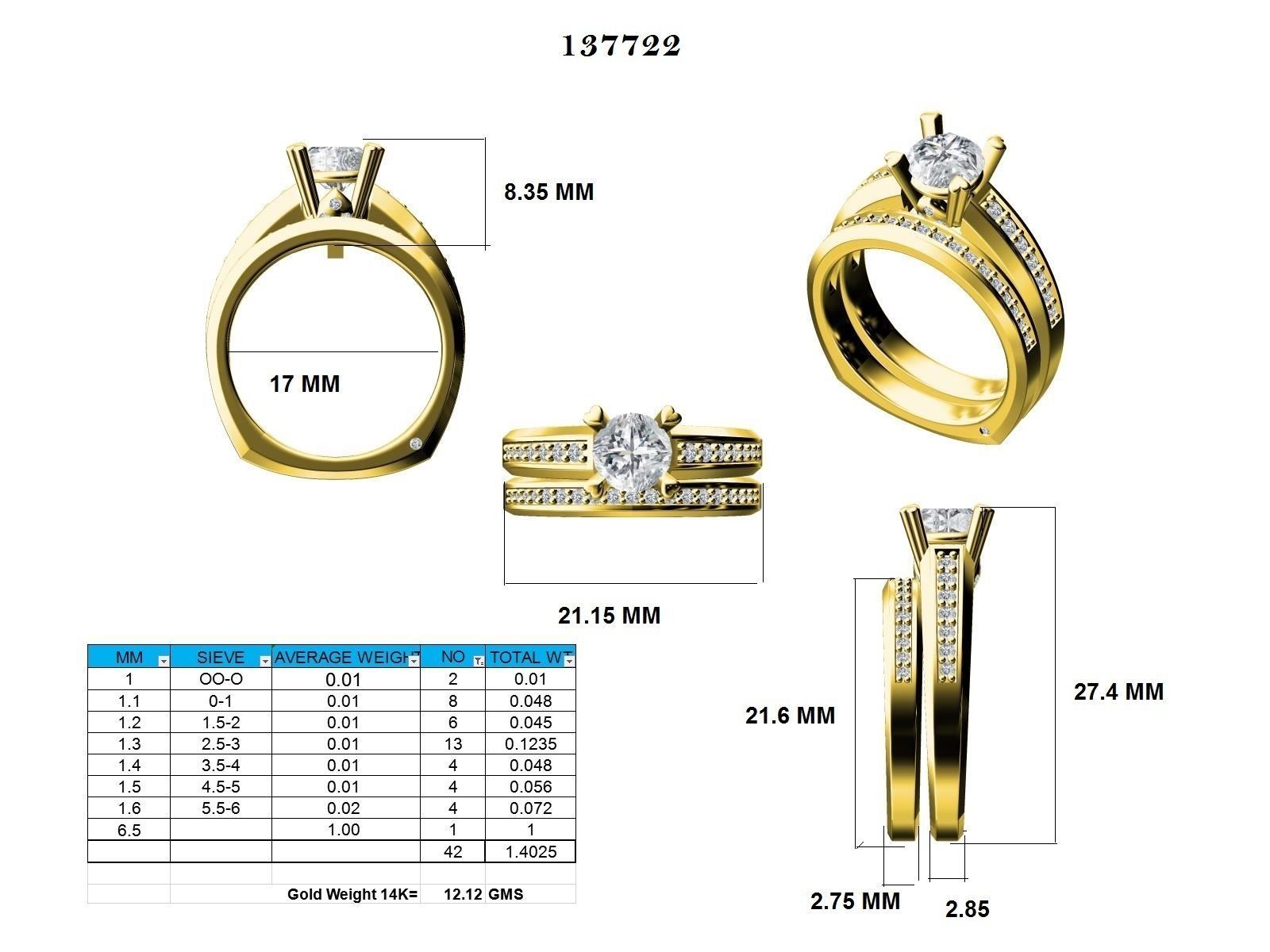 Solitaire Ring with Band - 137722 3D print model_12