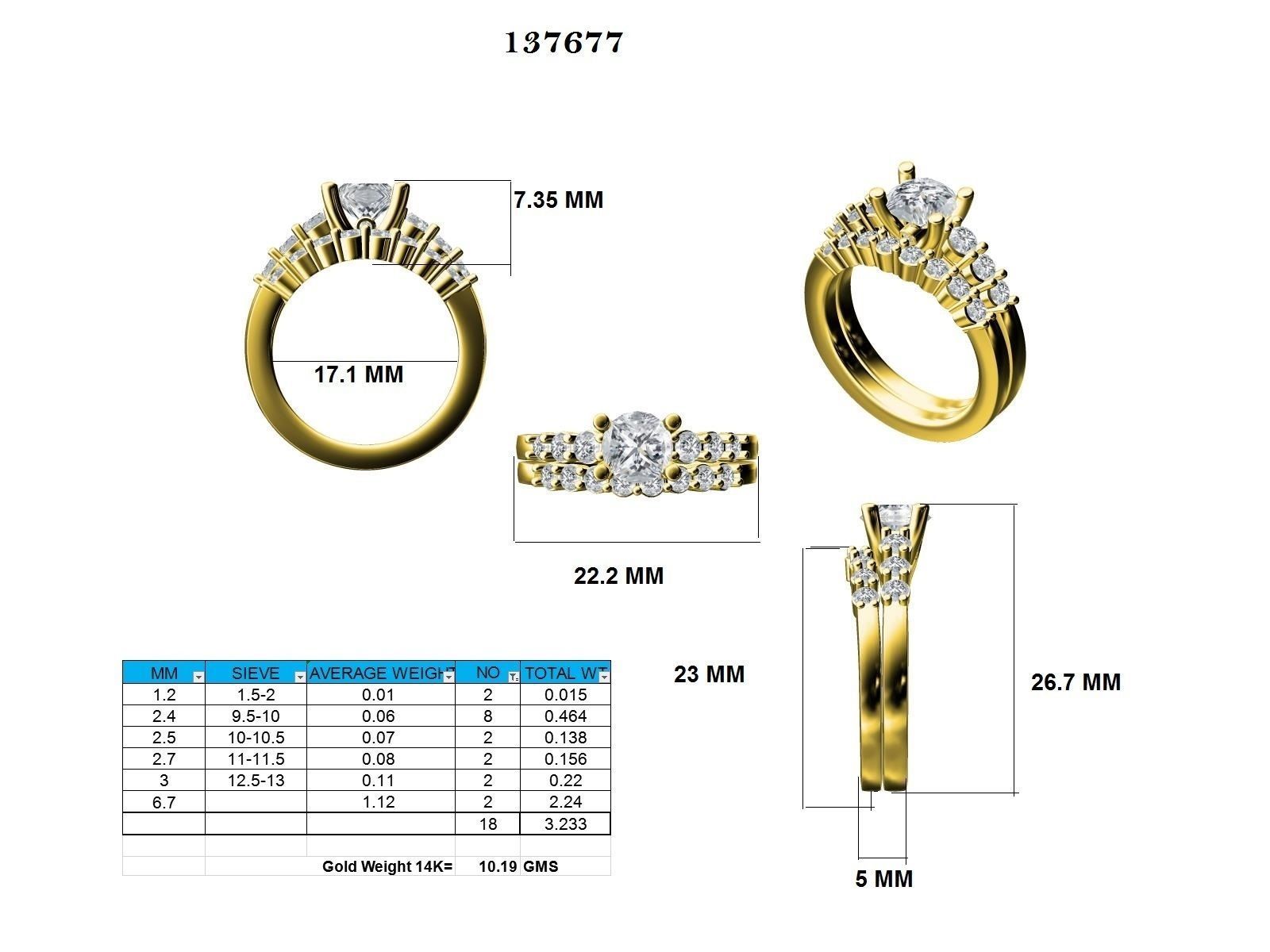 Solitaire Ring with Band - 137677 3D print model_12