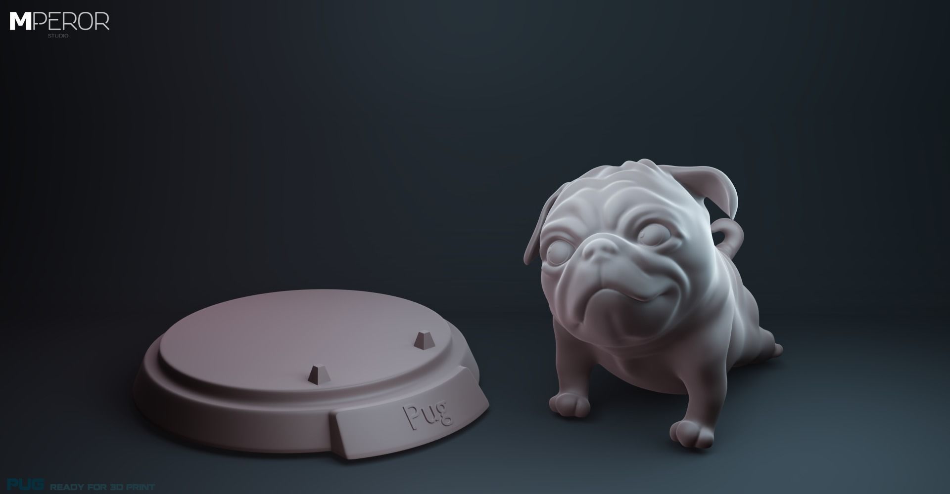 Pug Model statue of dog 3D print model_4