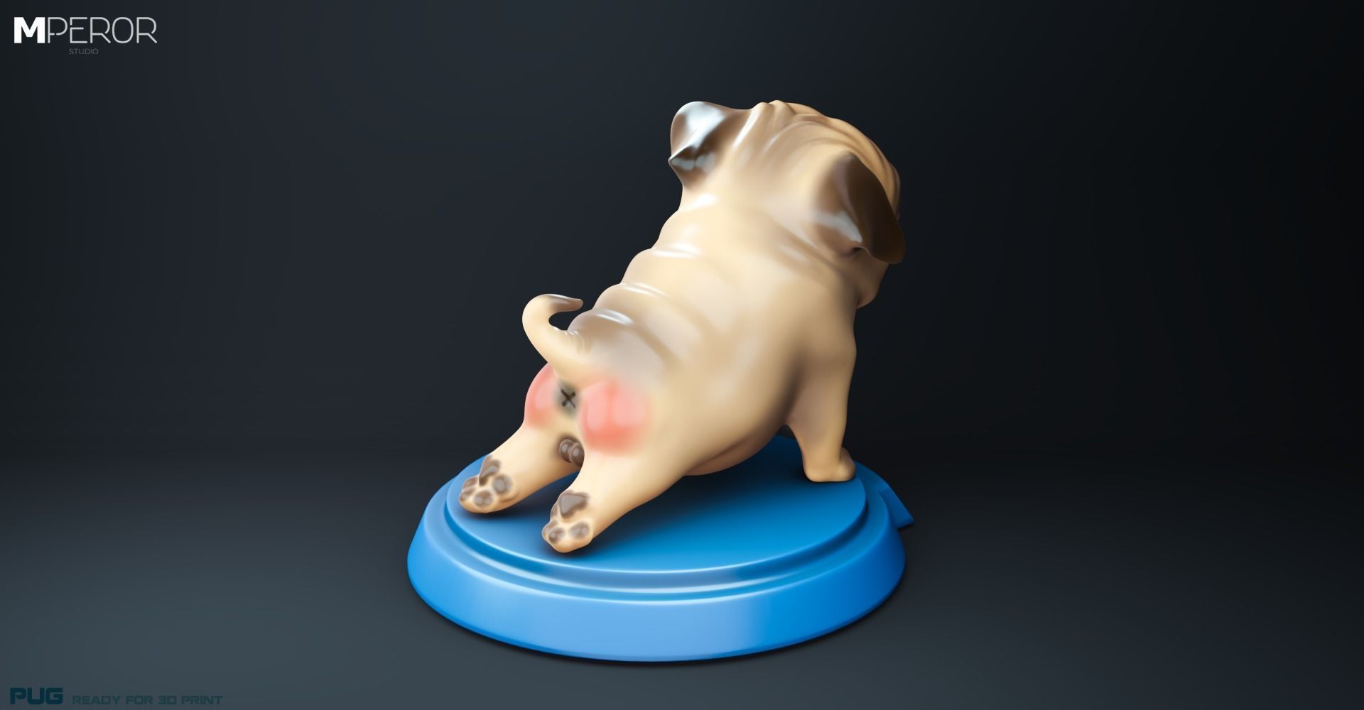 Pug Model statue of dog 3D print model_2