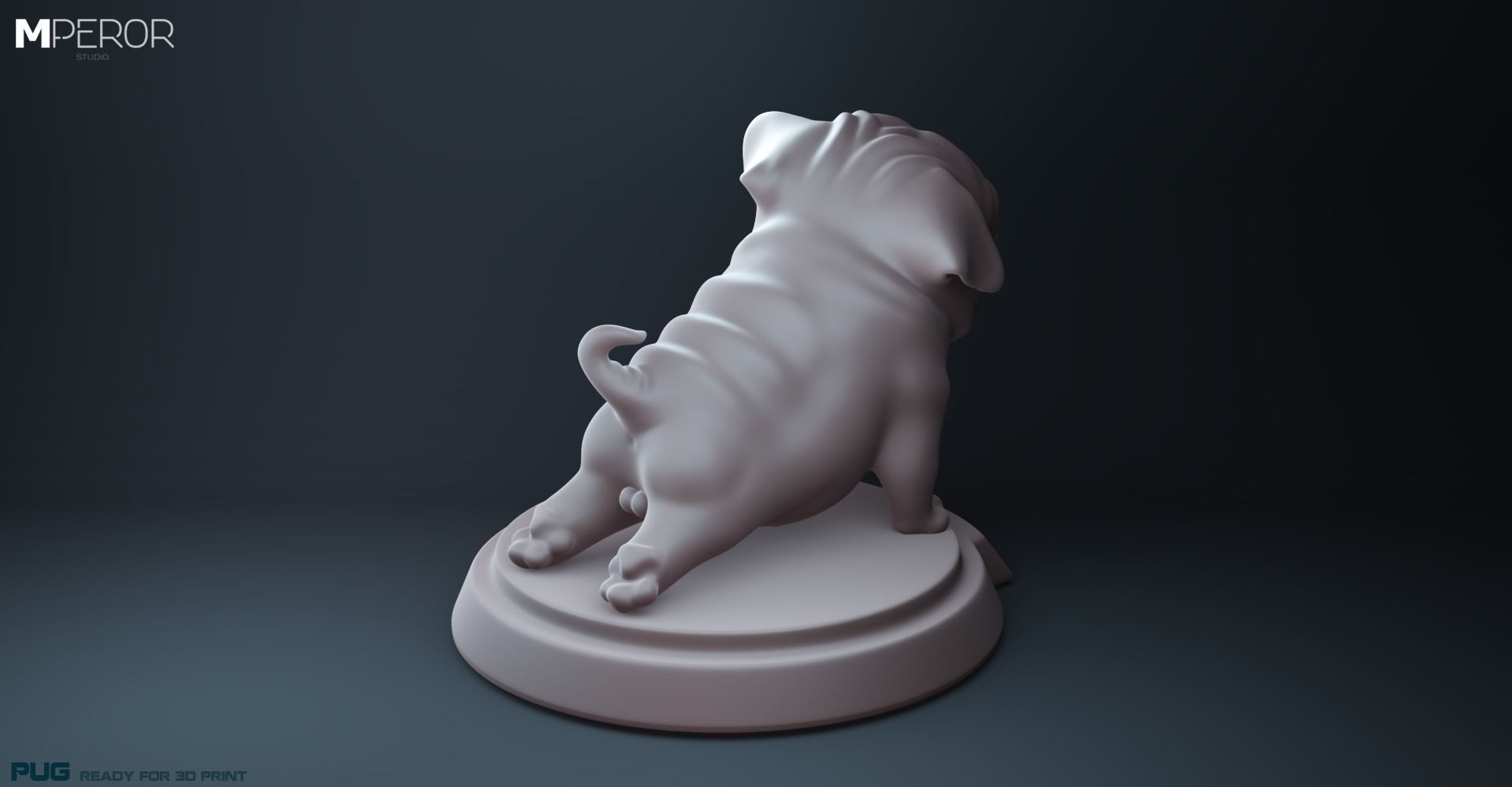 Pug Model statue of dog 3D print model_3
