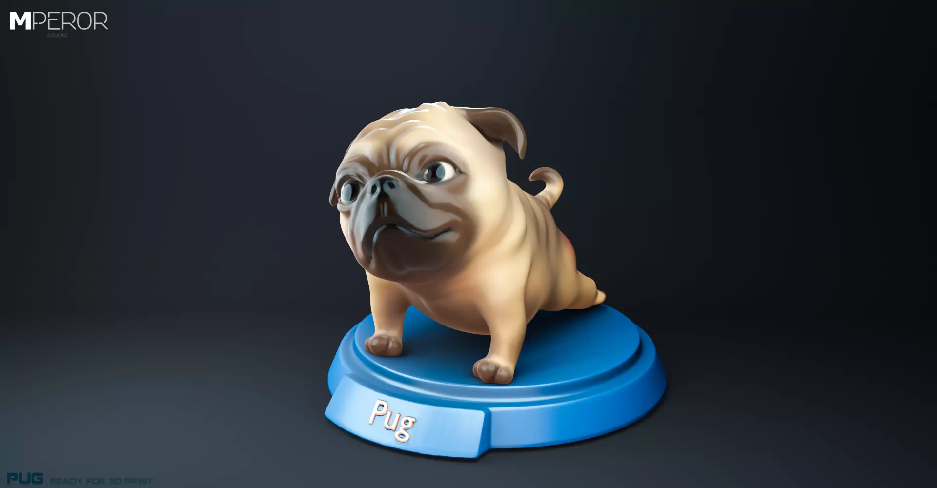 Pug Model statue of dog 3D print model_0