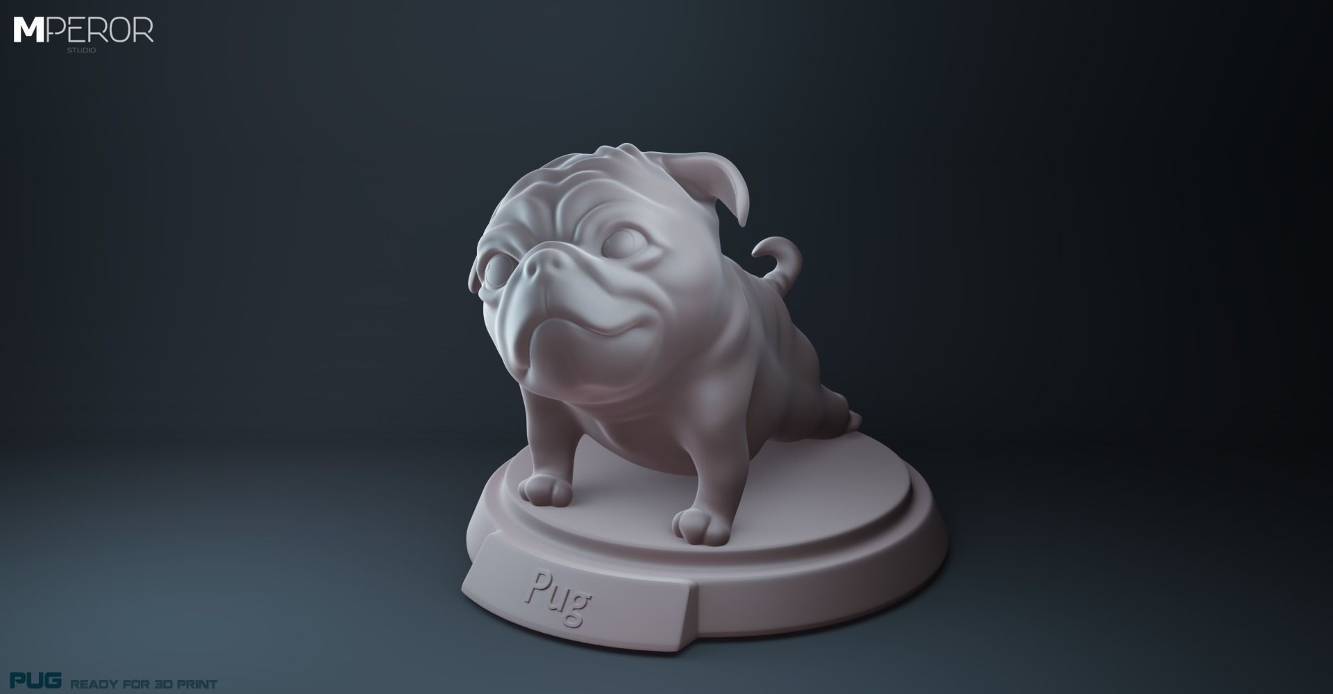 Pug Model statue of dog 3D print model_1