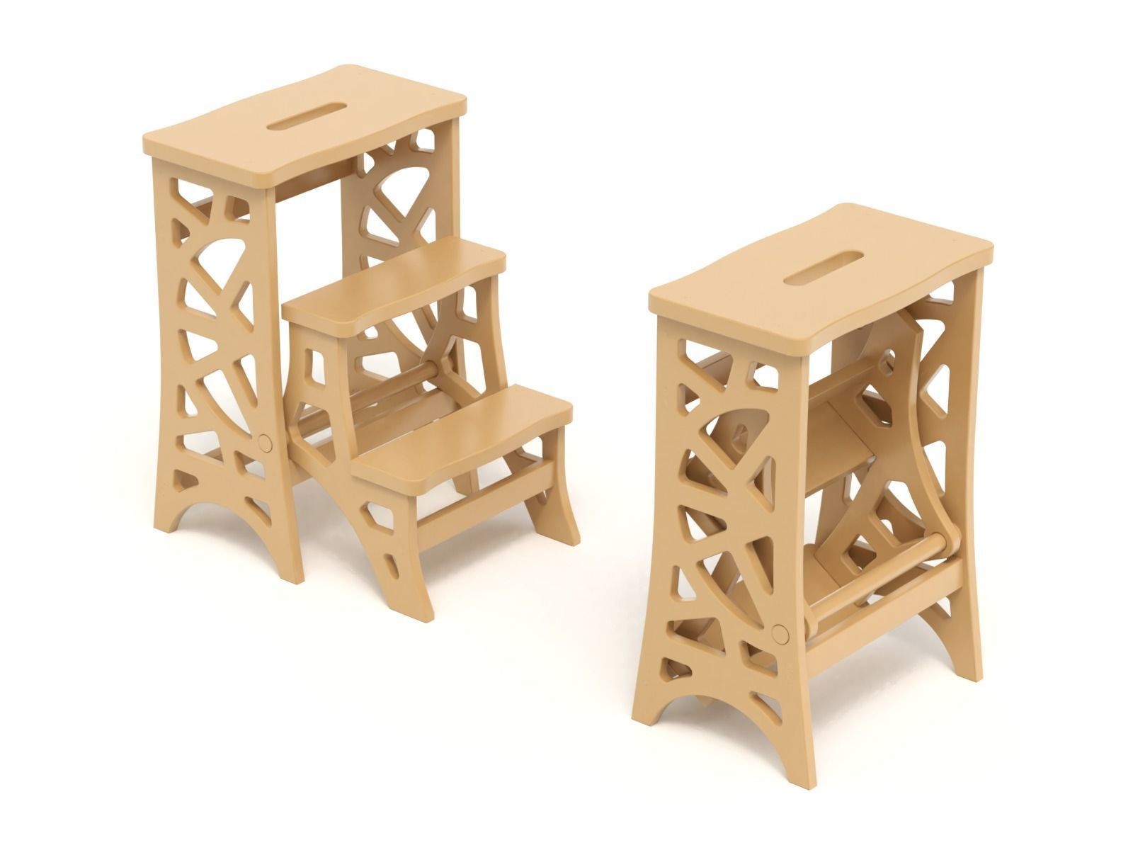 Step Stool Chair V3 3D model_2
