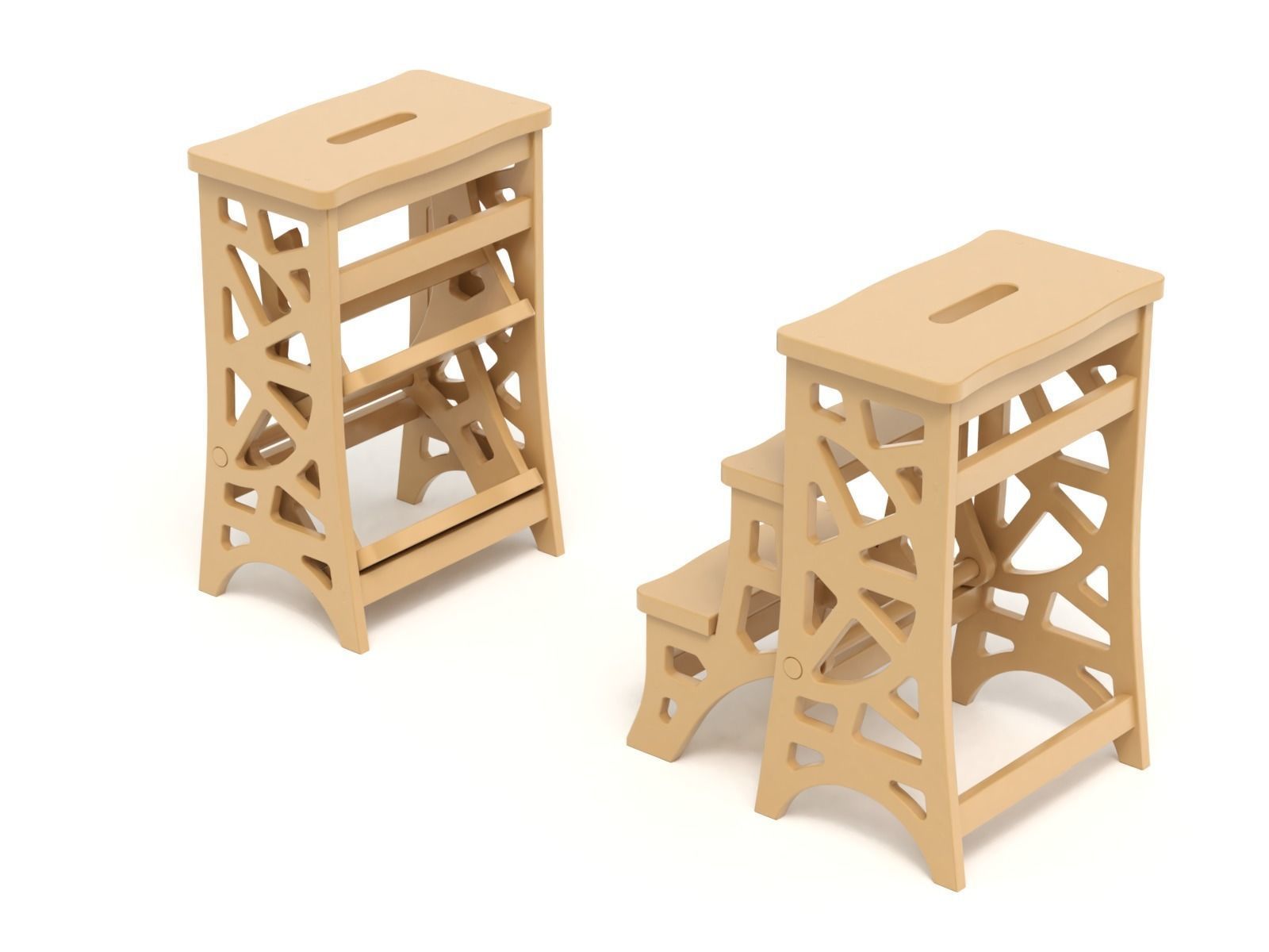 Step Stool Chair V3 3D model_9