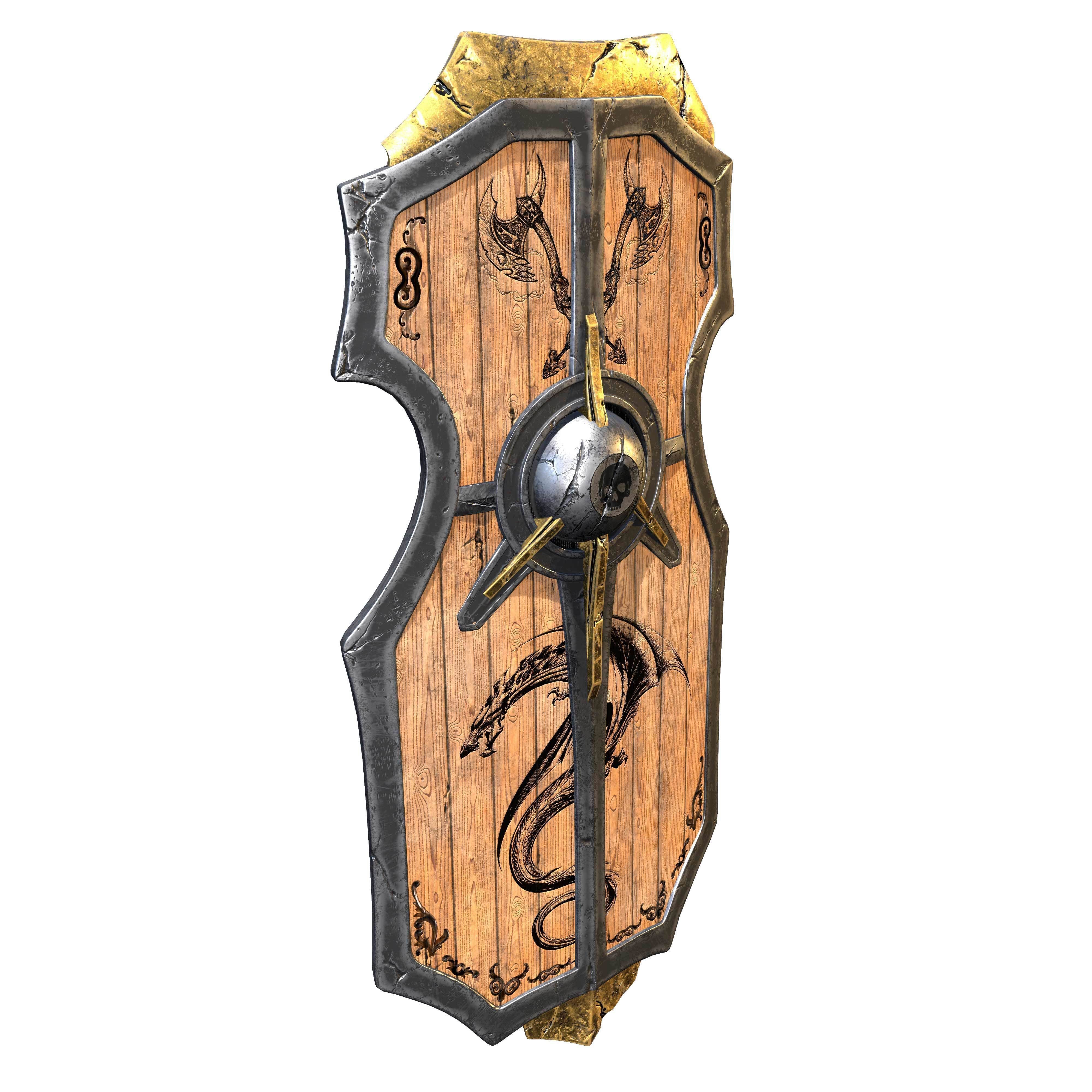 War shield Low-poly 3D model_2