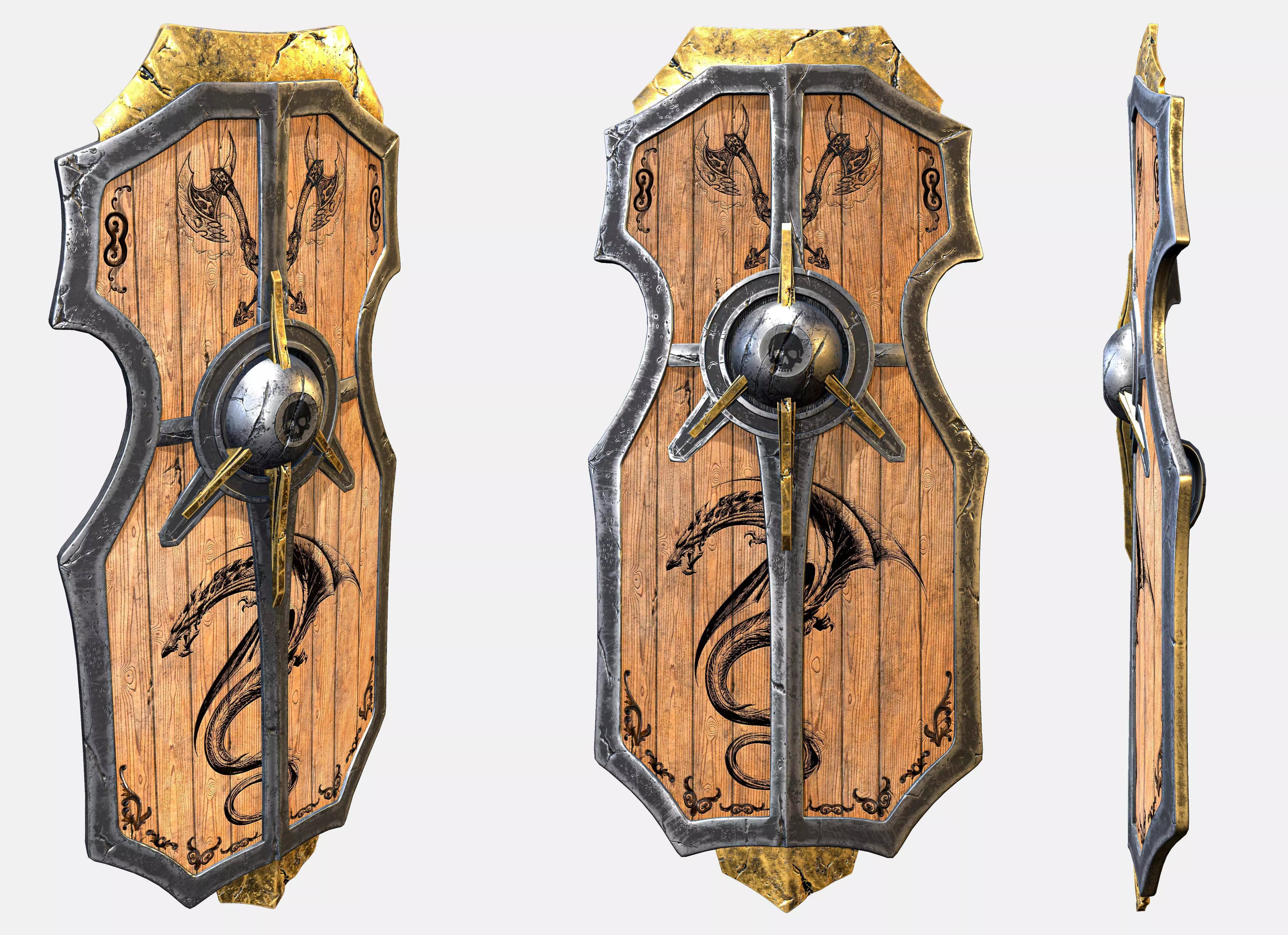 War shield Low-poly 3D model_0