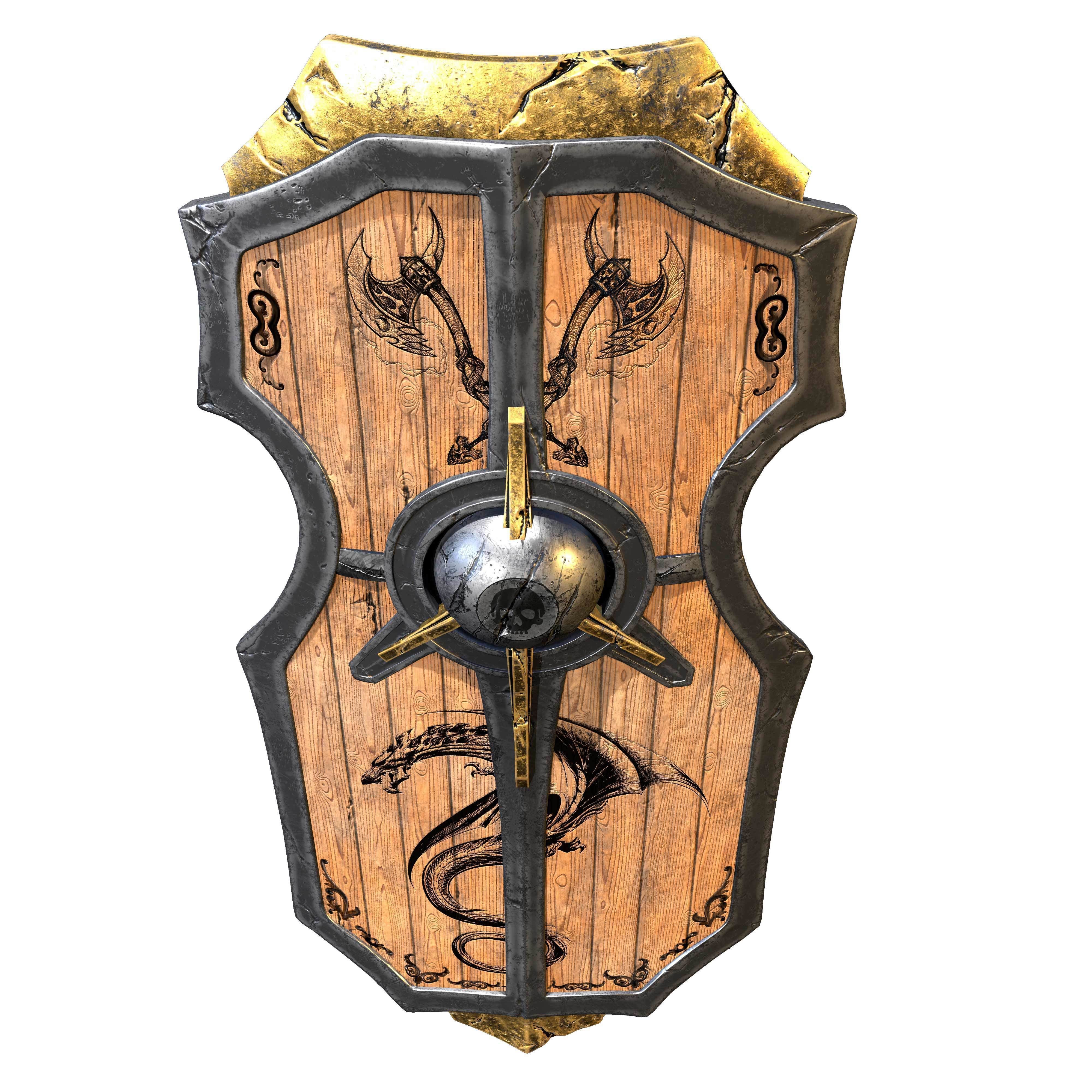 War shield Low-poly 3D model_1