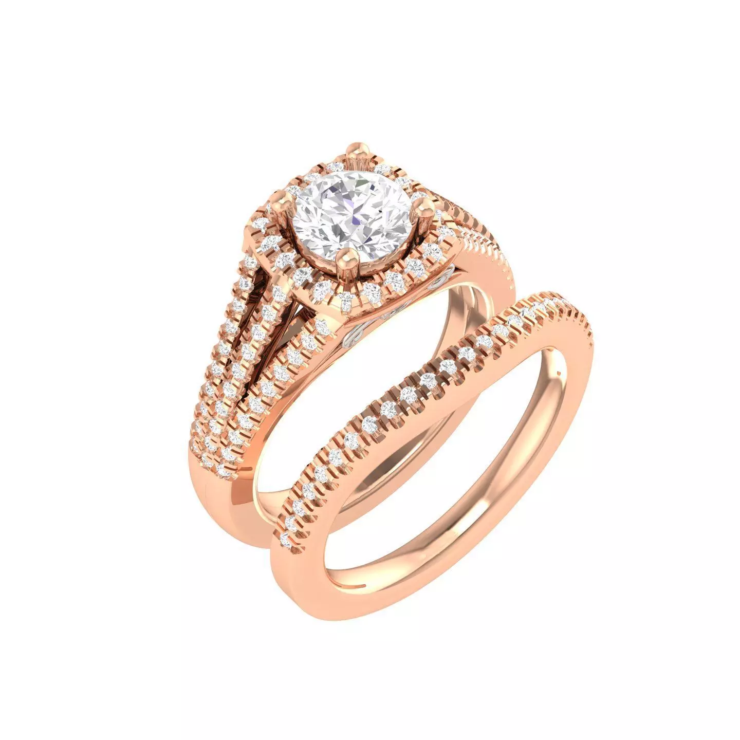 Halo Solitaire Ring with Band- 137631 3D print model