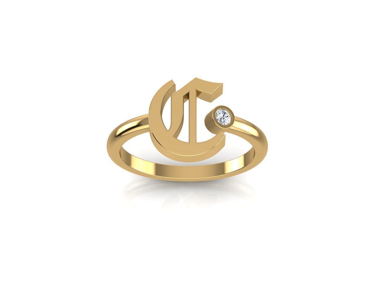 - Old English font ring C 3D print model_1