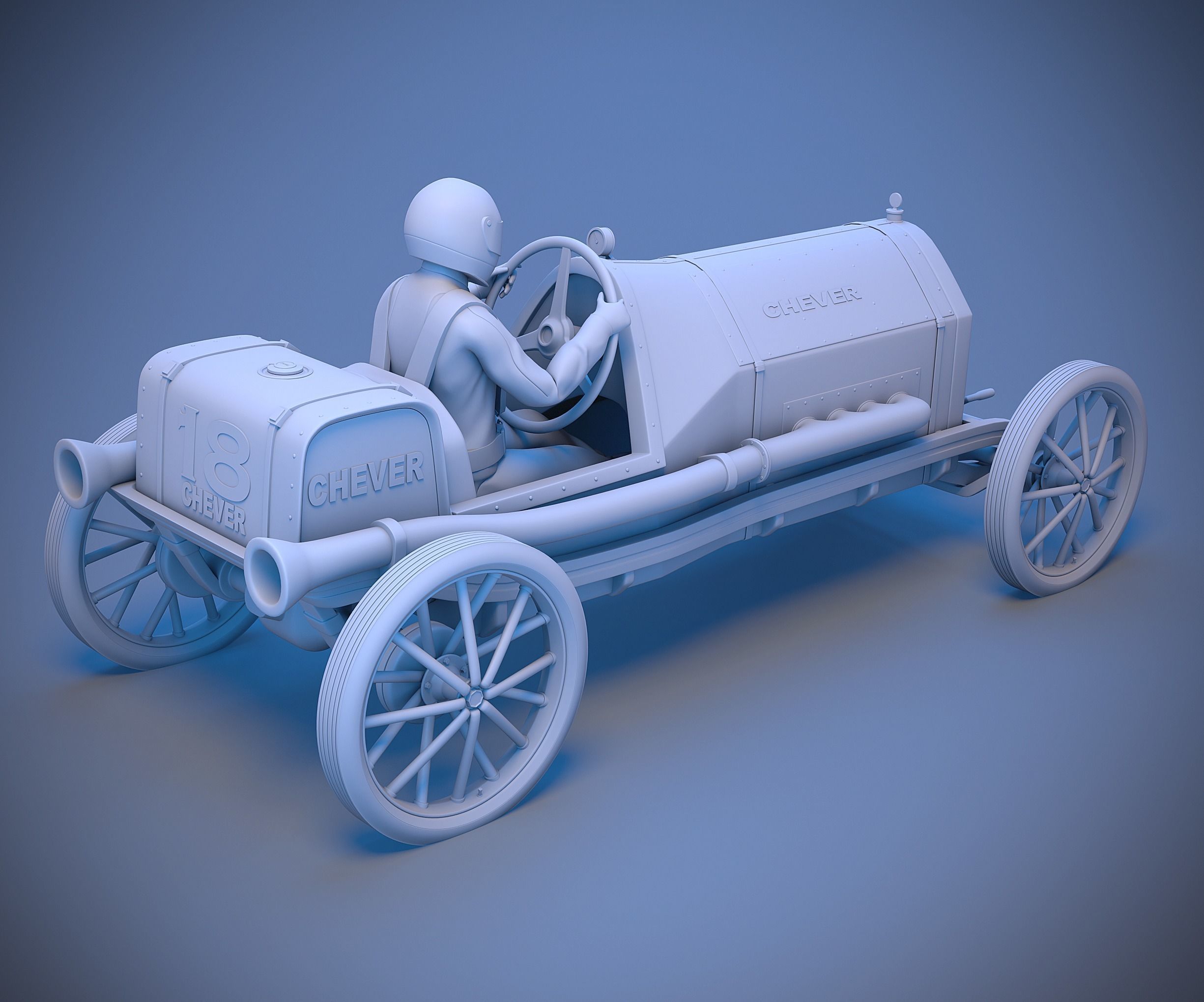 Car with driver 3D print model_2