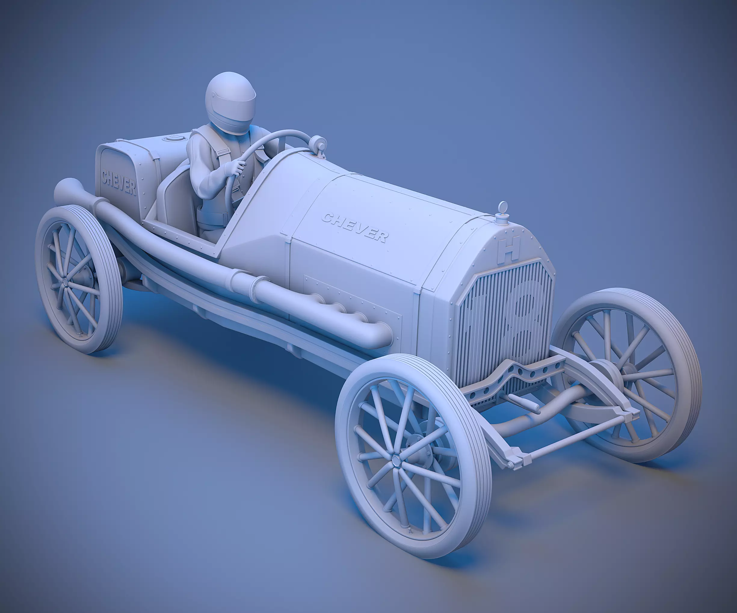 Car with driver 3D print model_0