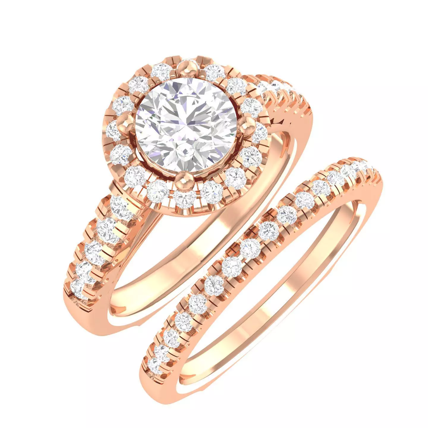 Halo Solitaire Ring with Band - 137627 3D print model