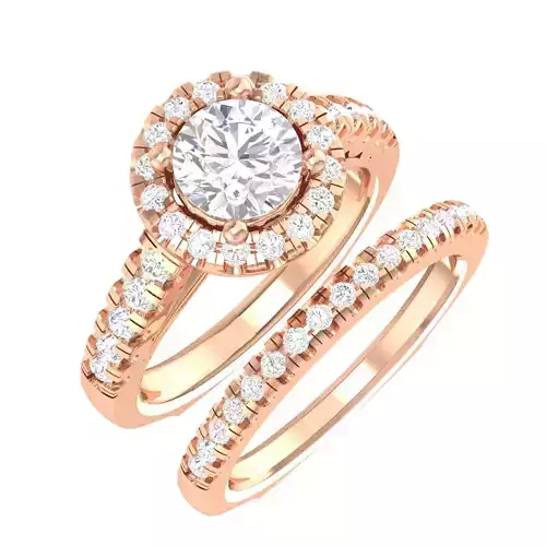 Halo Solitaire Ring with Band - 137627