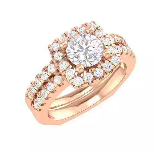 Solitaire Halo Ring with Band - 137625