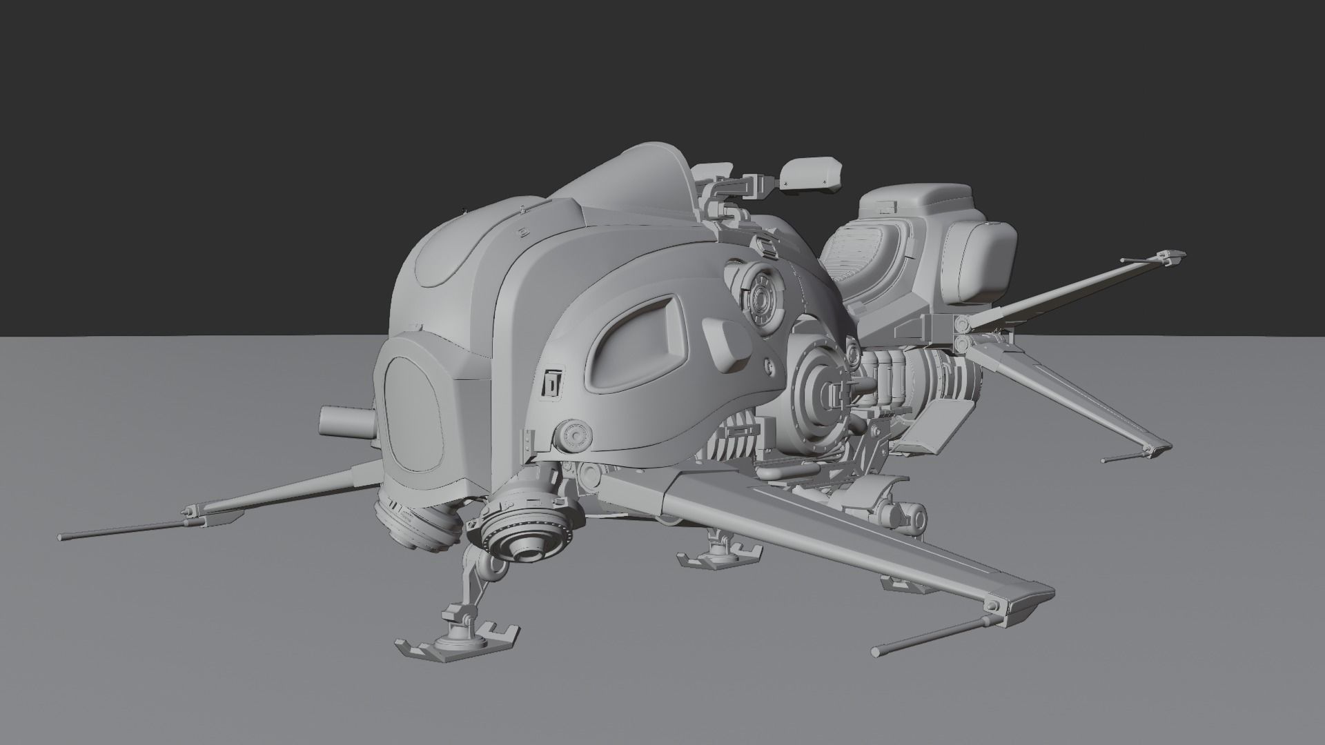 HoverBike robot Low-poly 3D model_4