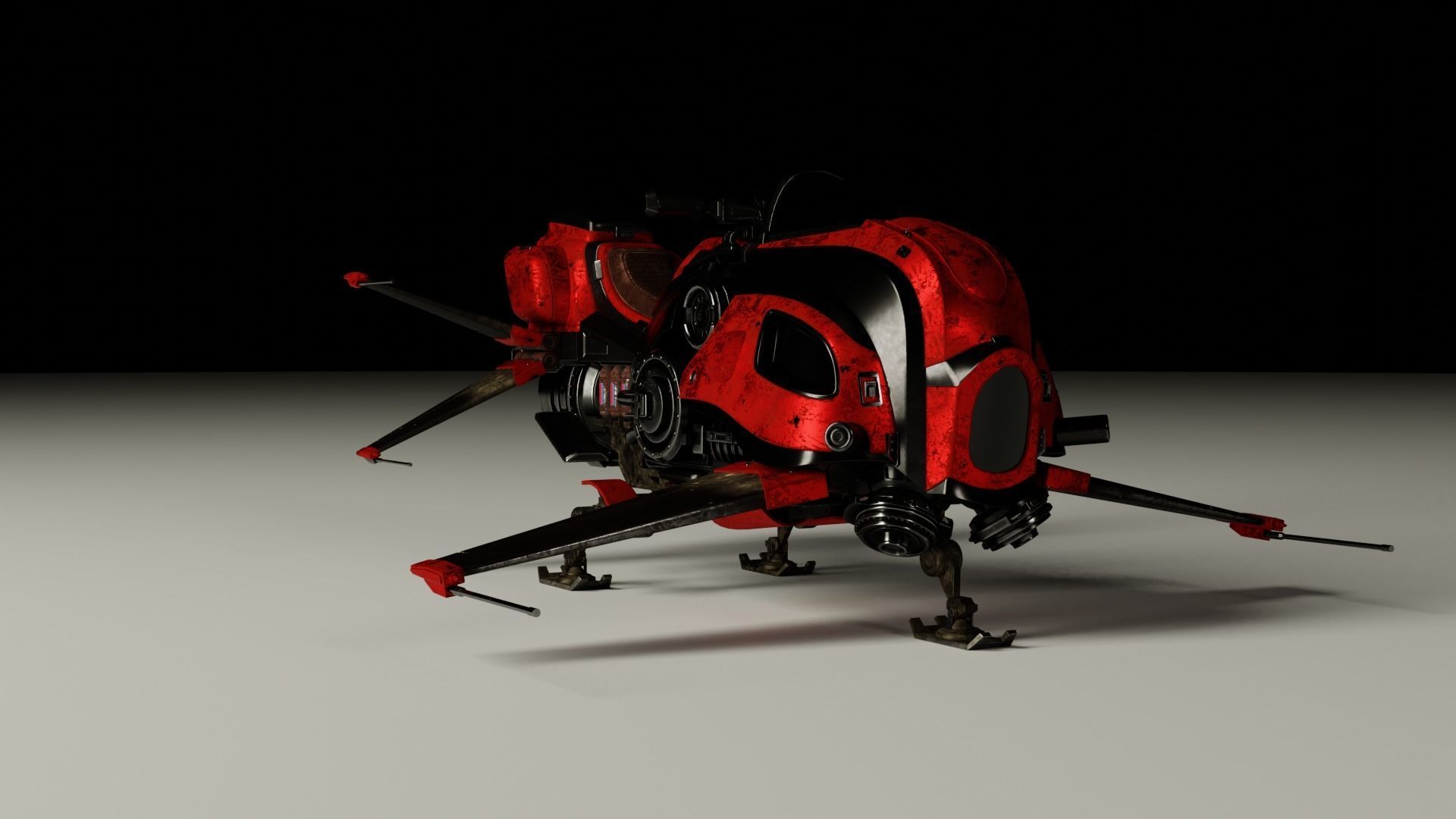 HoverBike robot Low-poly 3D model_1