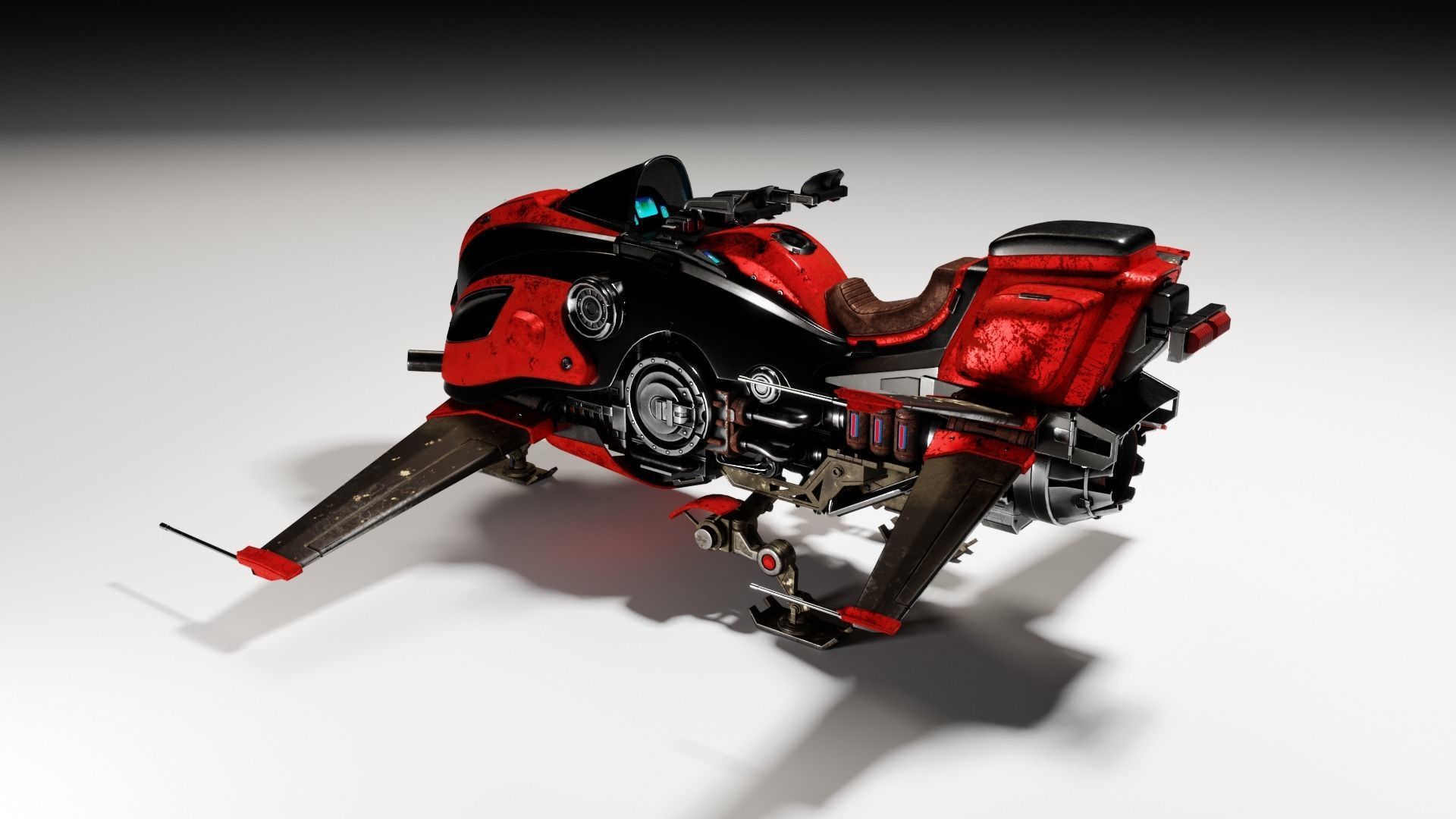 HoverBike robot Low-poly 3D model_2