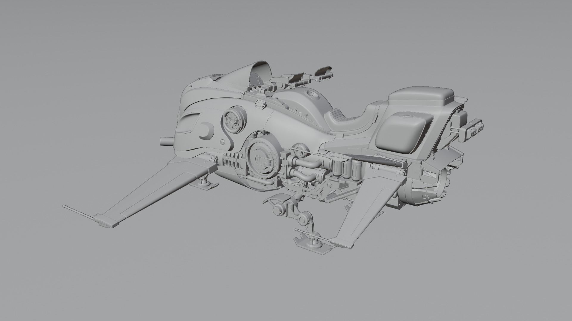 HoverBike robot Low-poly 3D model_3