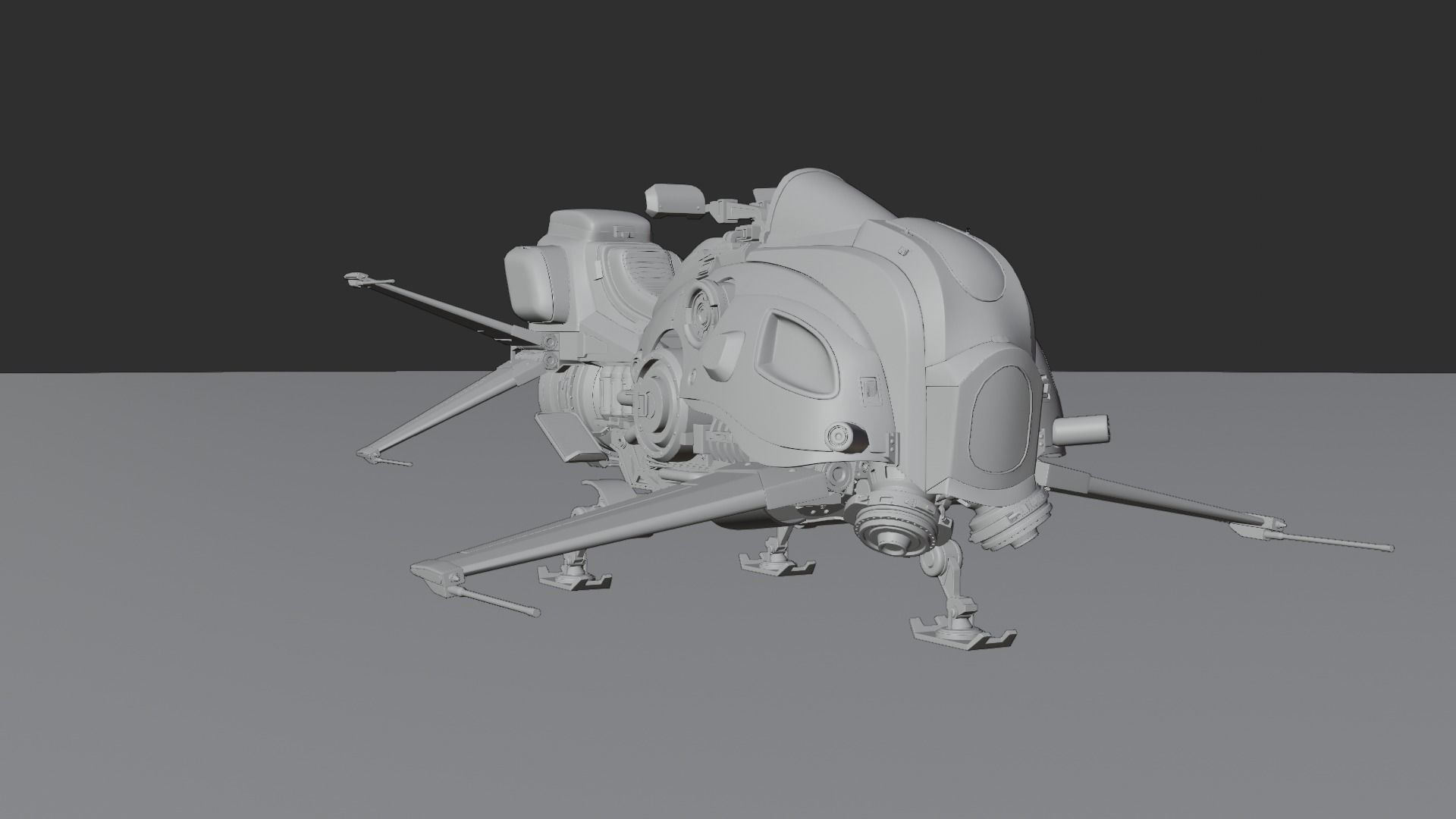 HoverBike robot Low-poly 3D model_5
