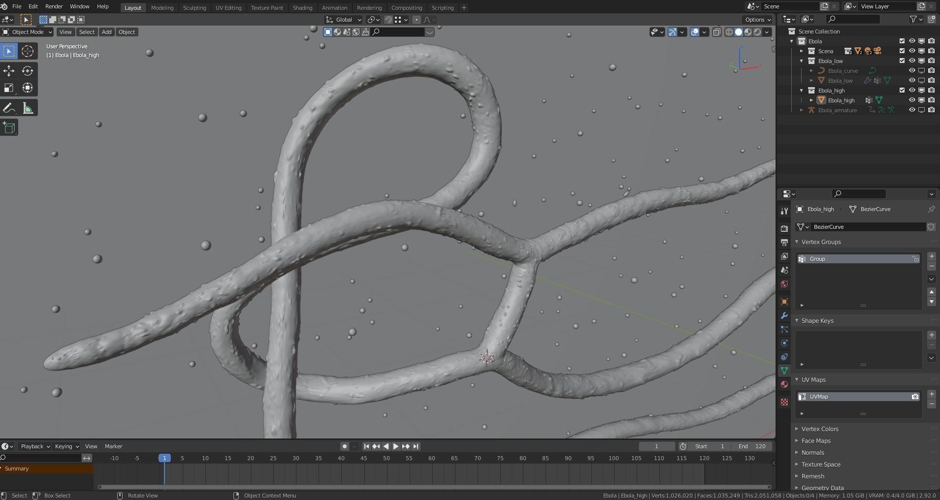 Virus ebola Low-poly 3D model_5