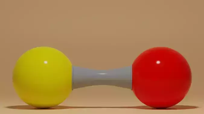 Sulfur Monoxide Molecule SO Low-poly 3D model
