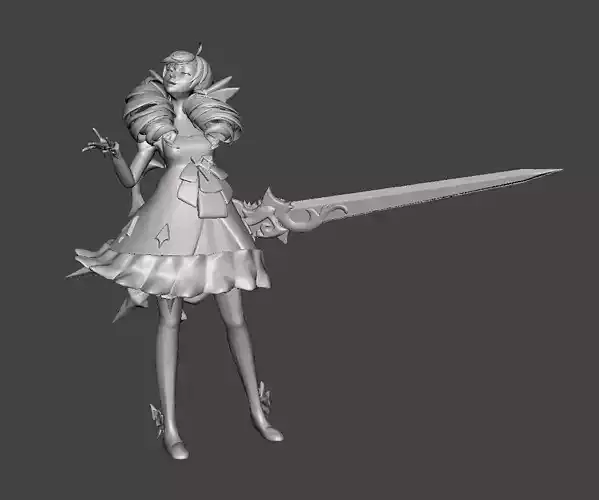 Gwen 3D Model woman holding sword