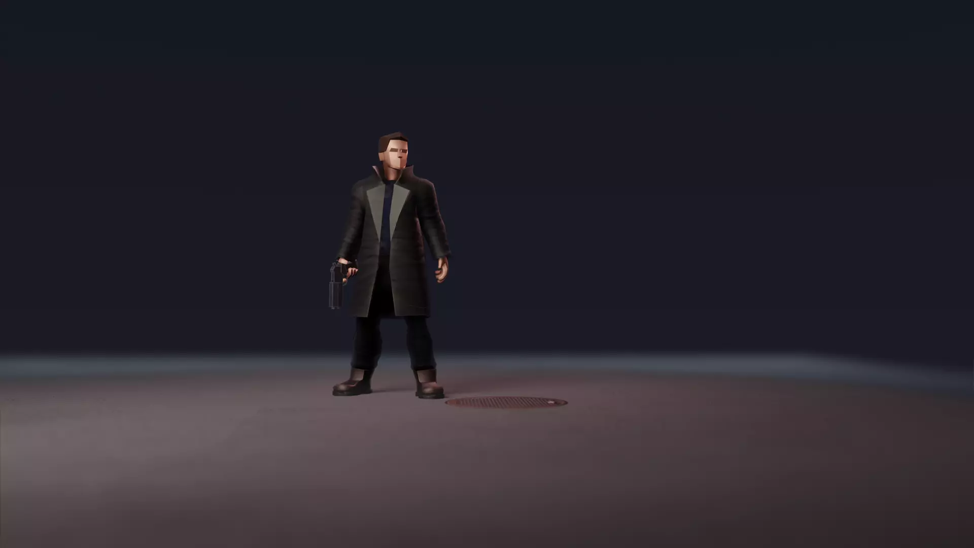 Detective LowPoly man holding gun Free low-poly 3D model