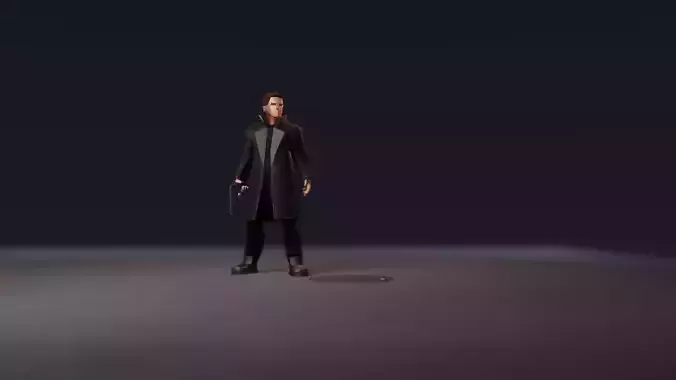 Detective LowPoly man holding gun