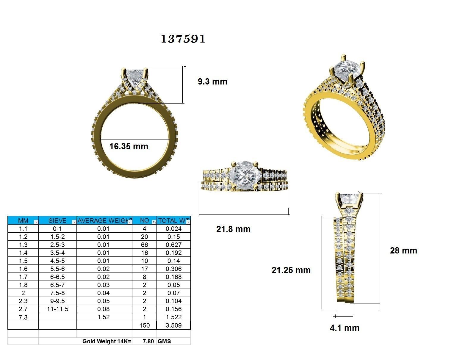 Solitaire Ring with Band - 137591 3D print model_12