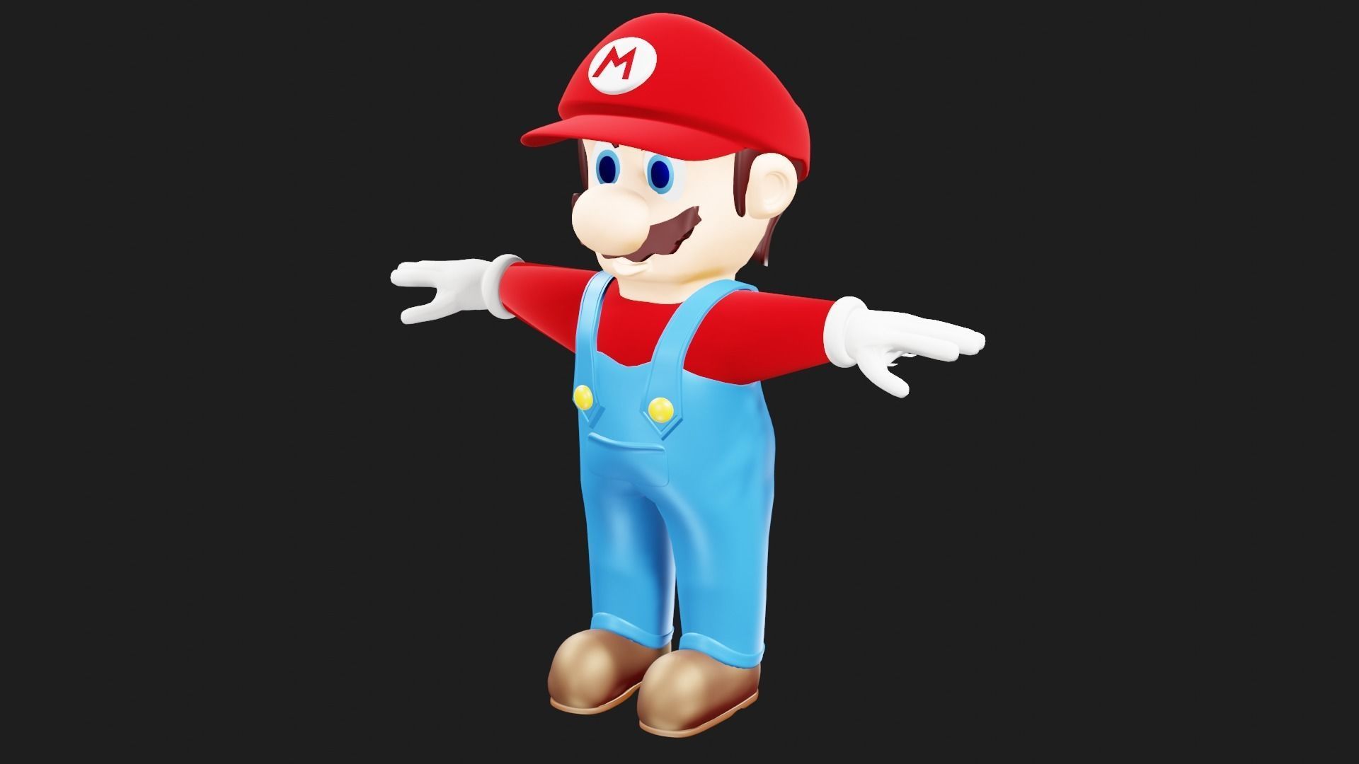 Mario nintendo character Low-poly 3D model_1