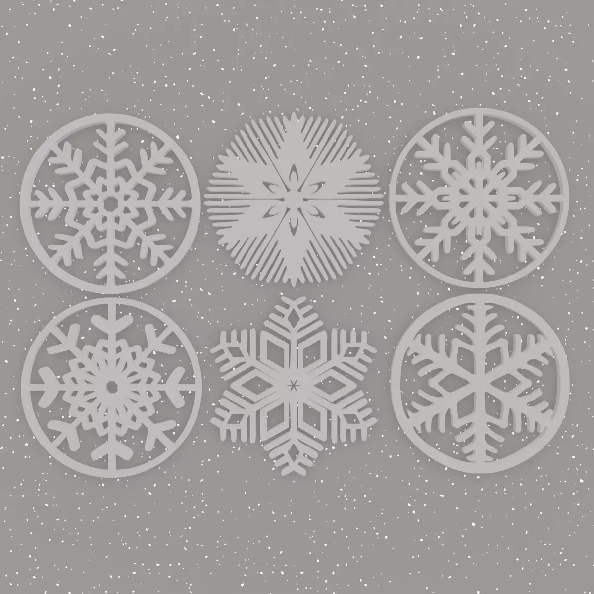 Snow Flake Coaster Set 6 Pieces 3D print model