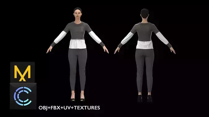 Woman Outfit for Game Marvelous Designer OBJ FBX 3D model