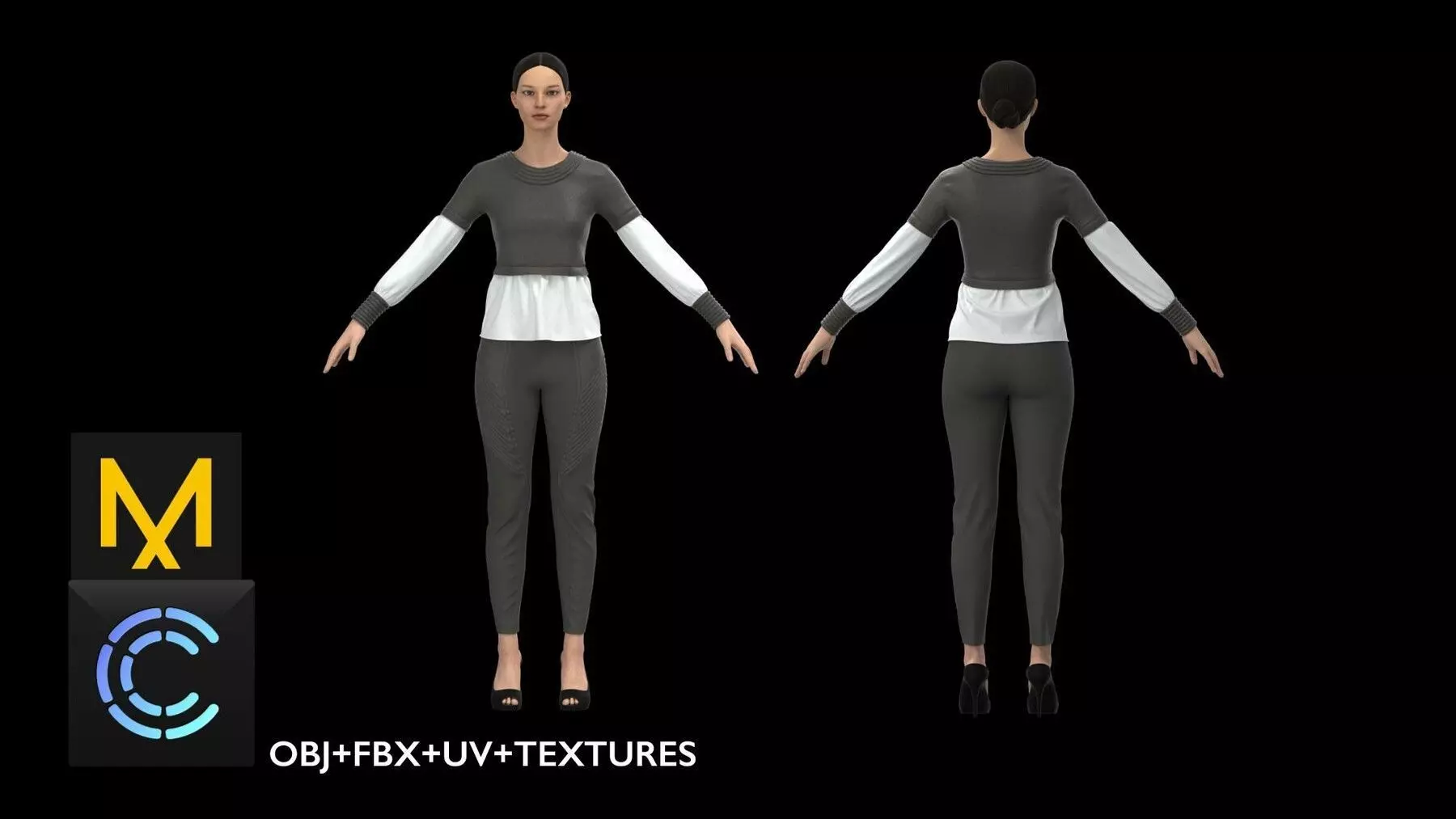 Woman Outfit for Game Marvelous Designer OBJ FBX 3D model
