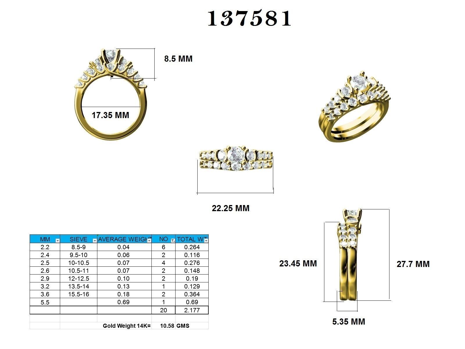 Solitaire Ring with Band - 137581 3D print model_12