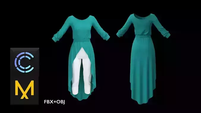 Women Dress and Pants  Marvelous Designer OBJ FBX 3D model 3D model
