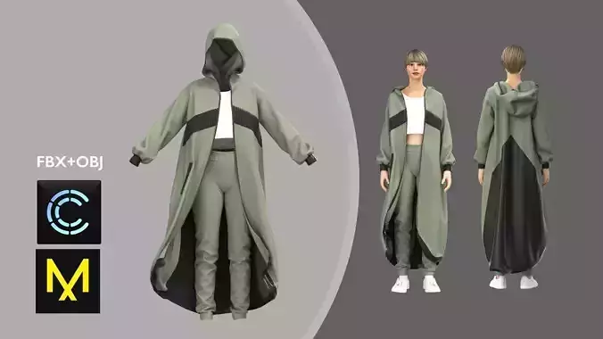 Women Sport Clothing Hoodie set Marvelous Designer OBJ FBX 3D model