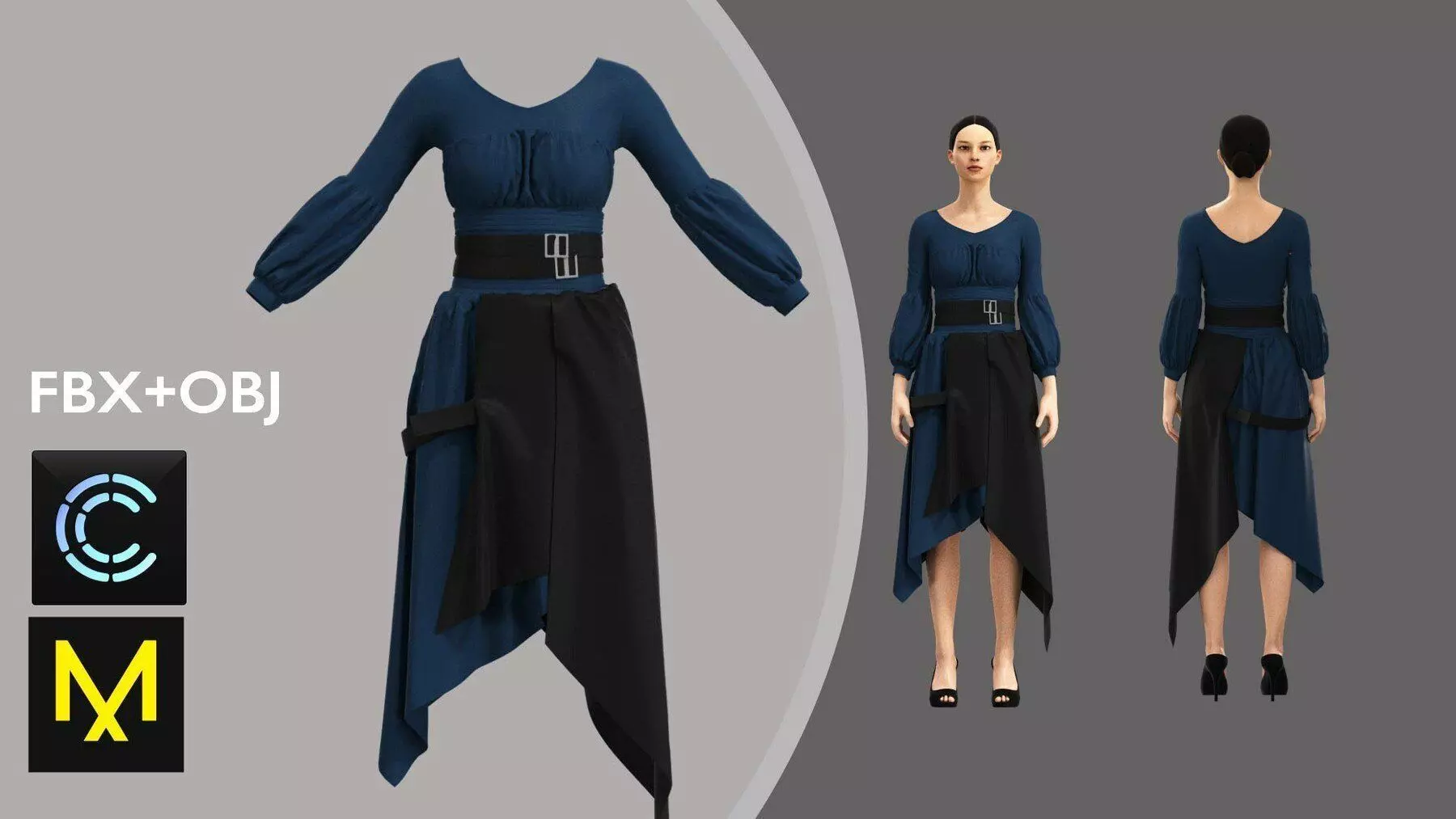 Woman Dress Marvelous Designer OBJ FBX 3D model