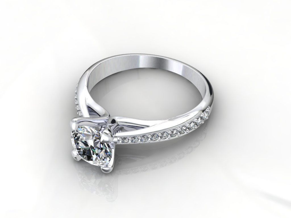 Engagement Ring With Side Diamonds CAD Design-CC126-SD 3D print model_23