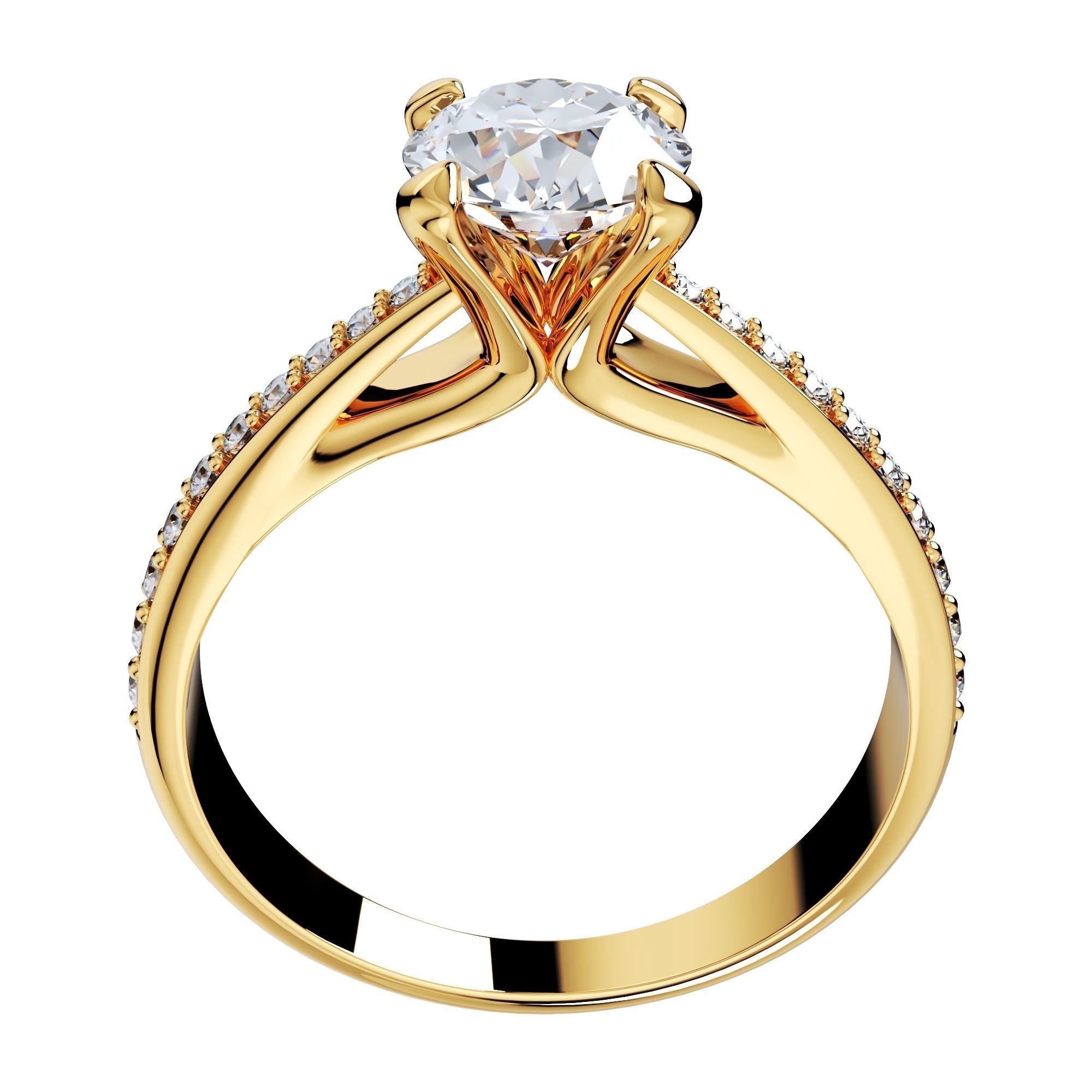 Engagement Ring With Side Diamonds CAD Design-CC126-SD 3D print model_3