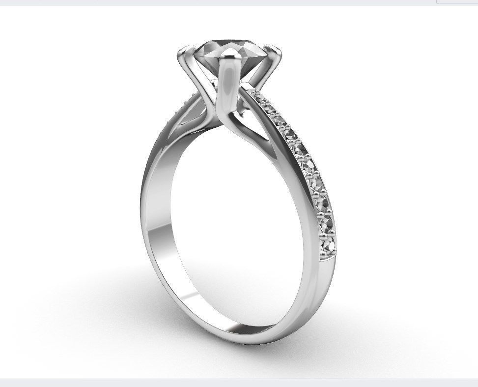 Engagement Ring With Side Diamonds CAD Design-CC126-SD 3D print model_34