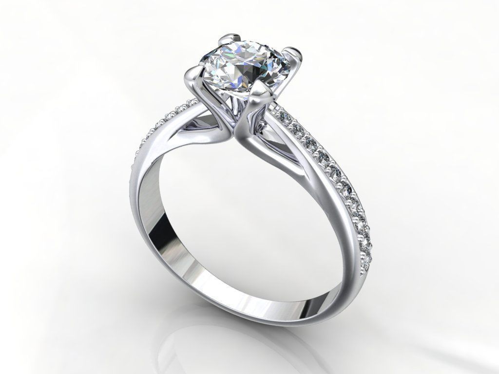 Engagement Ring With Side Diamonds CAD Design-CC126-SD 3D print model_19